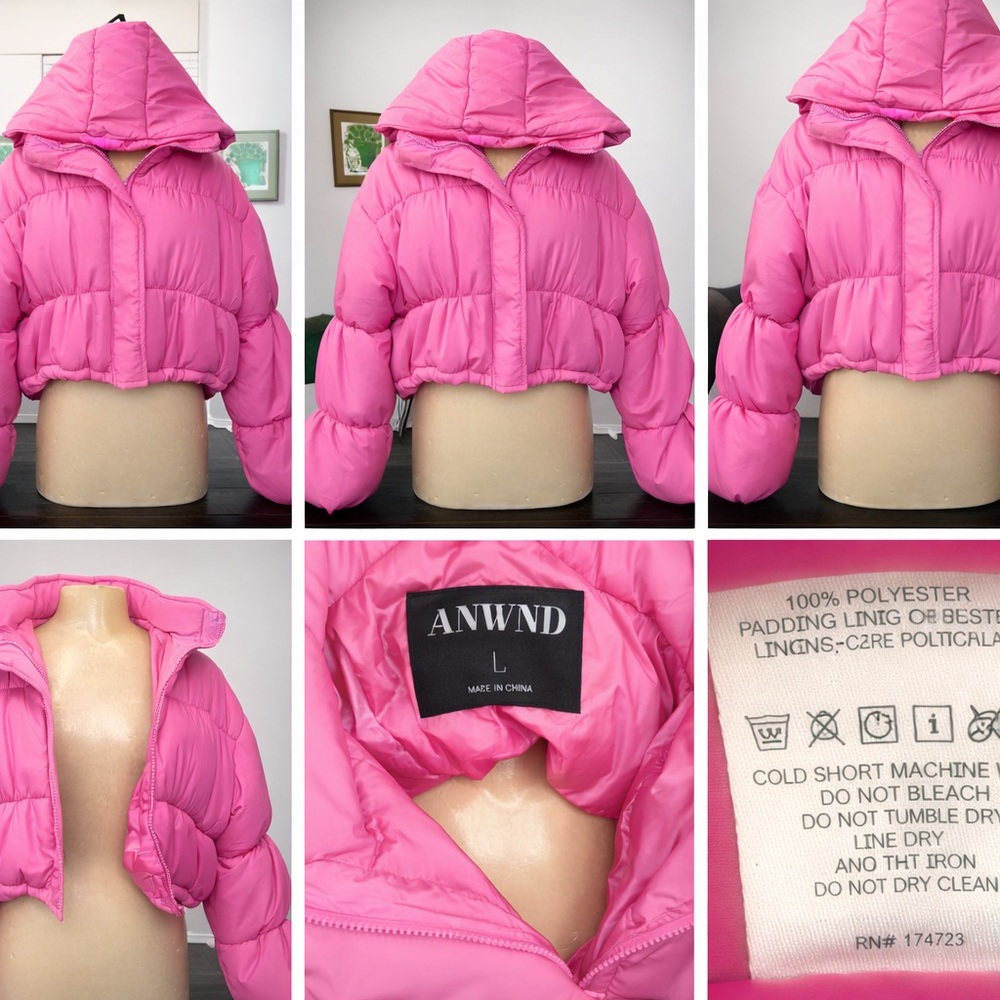ANWND Women's Vibrant Pink Puffer Coat